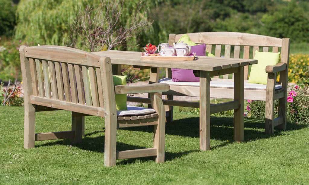 bancos mesa madeira jardim