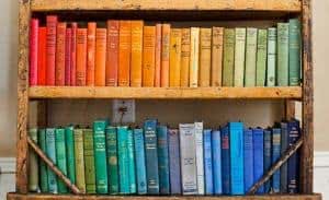 livros coloridos estante