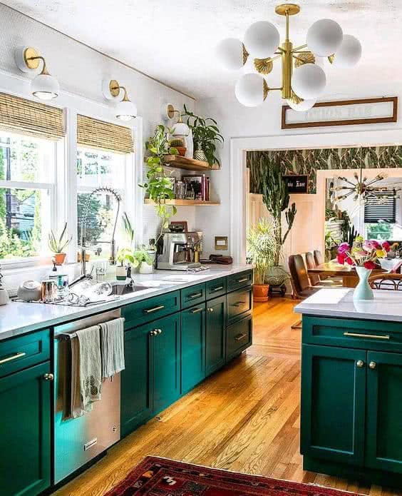 cozinha verde e branca