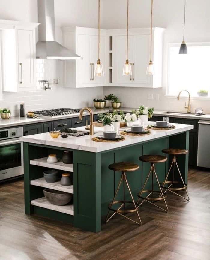 cozinha verde balcão verde