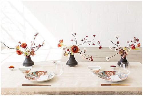 mini ikebanas como centro de mesa