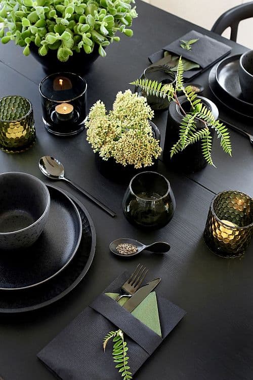 decoração preta de mesa