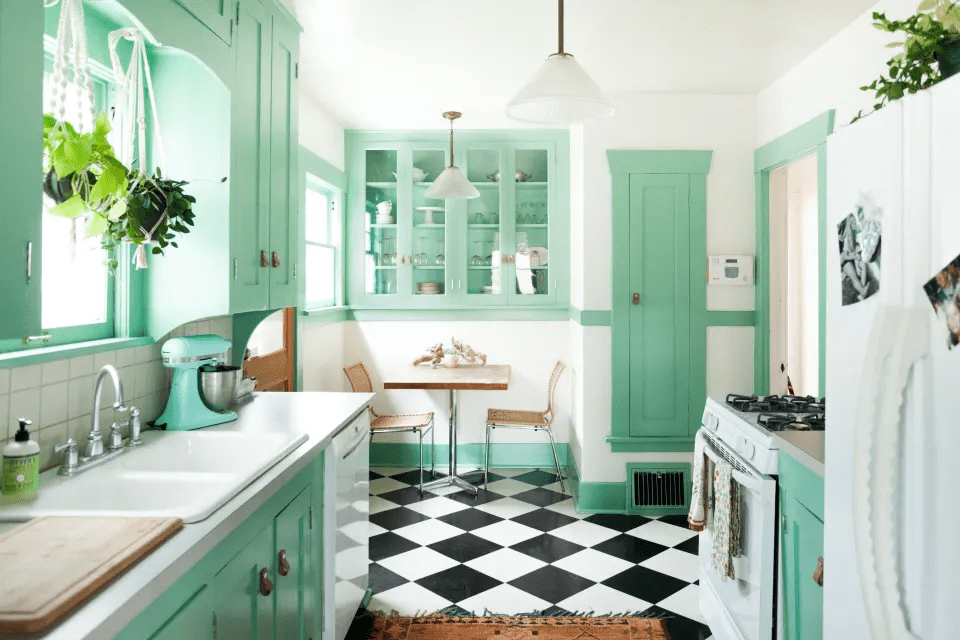cozinha verde menta